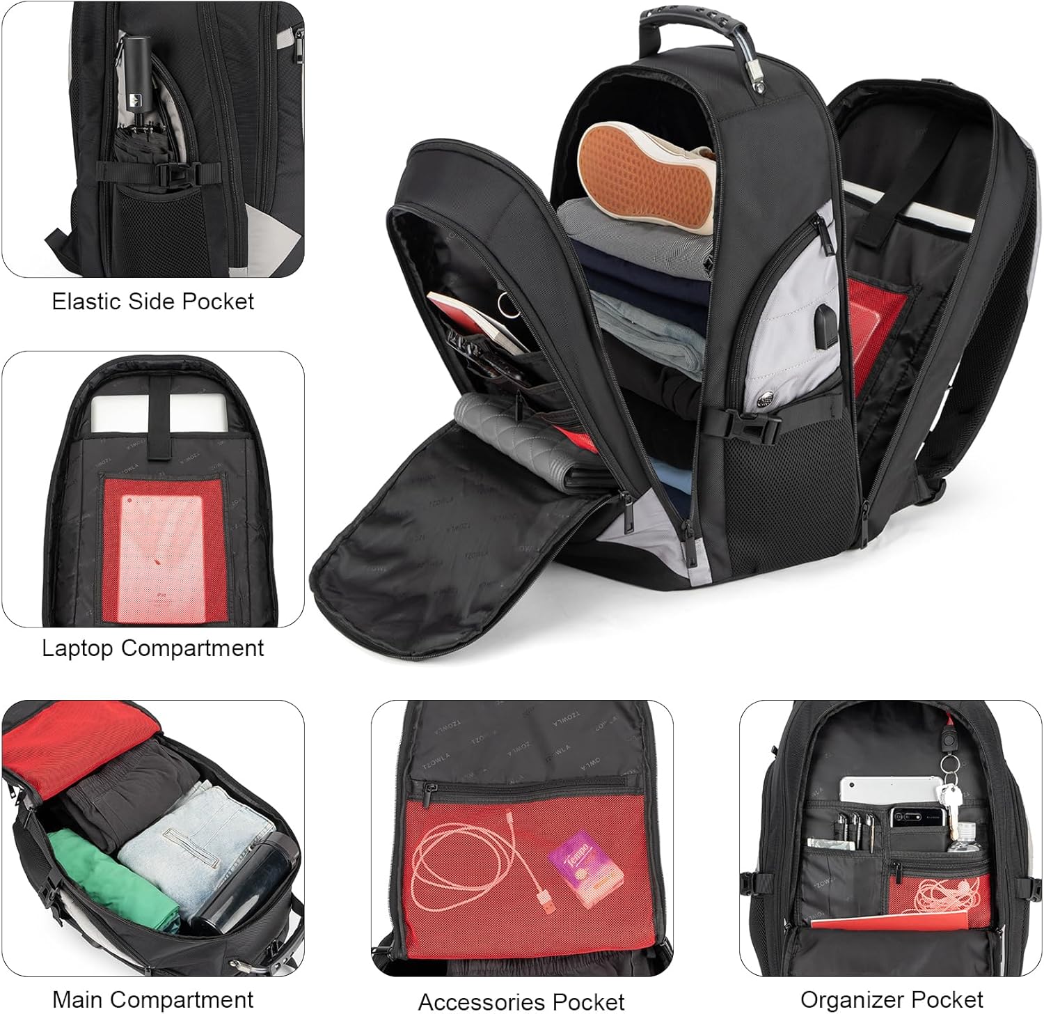 Waterdichte Anti-Diefstal Laptop- & Reisrugzak met USB-poort – 17,3"