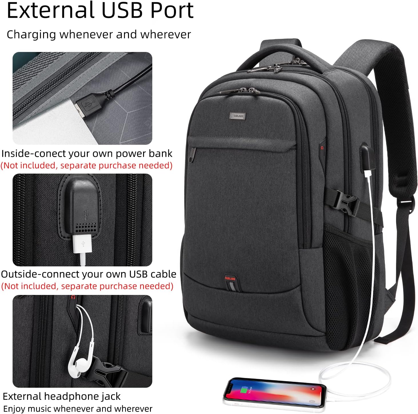 Waterdichte Reis Laptoprugzak met USB-poort & Georganiseerde Opslag