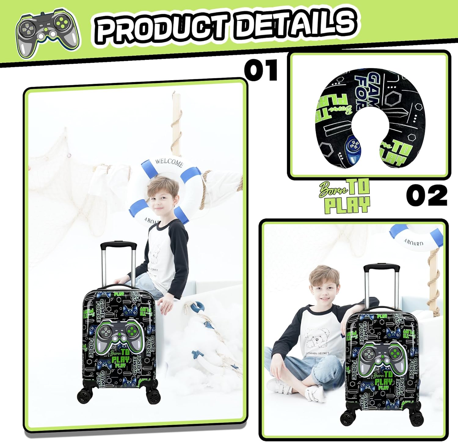 Kinder Bagage Set 5-delig met Hard Shell en Spinnerwielen – Game Day