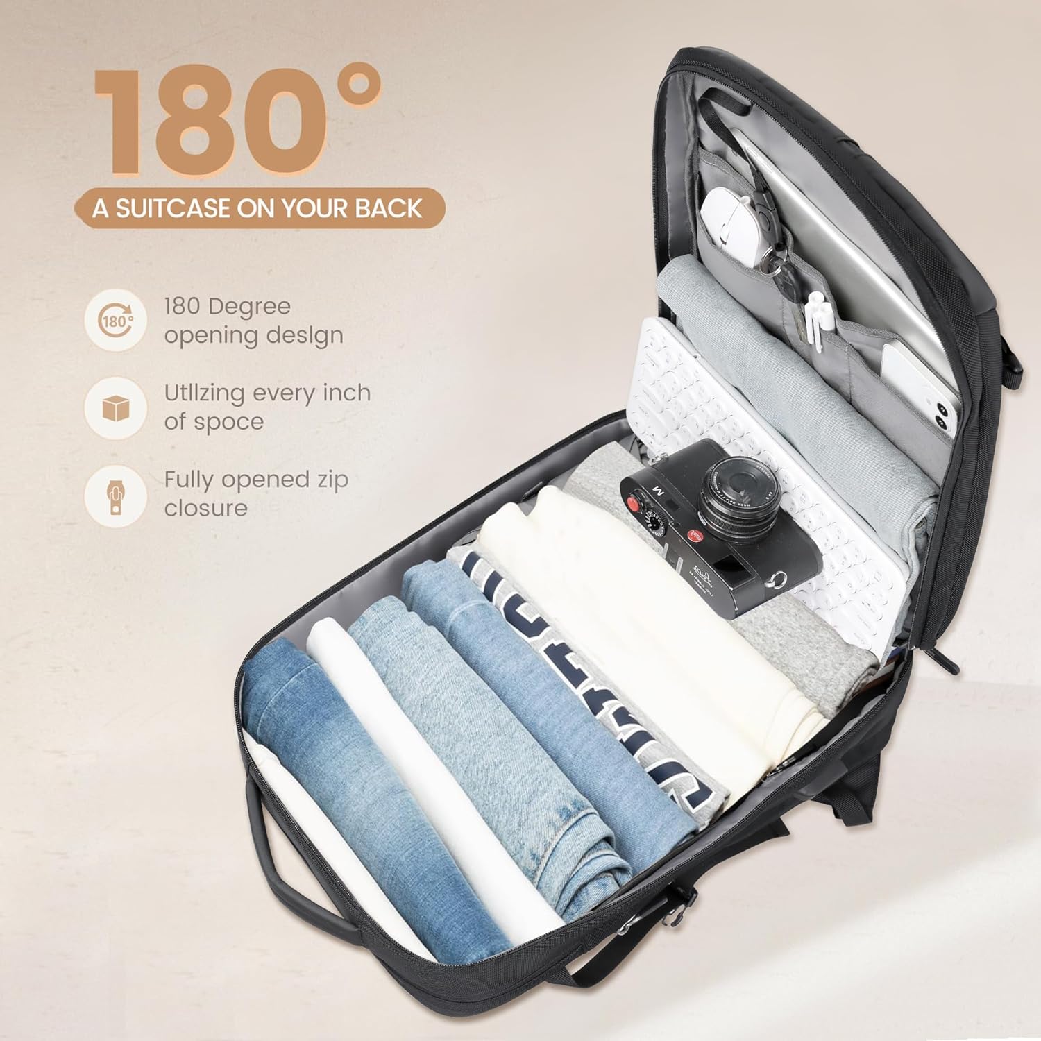 40L Uitbreidbare Waterdichte Reisrugzak met USB-poort & 17” Laptopvak – AirVoyage (1 Kopen, 1 GRATIS Actie)
