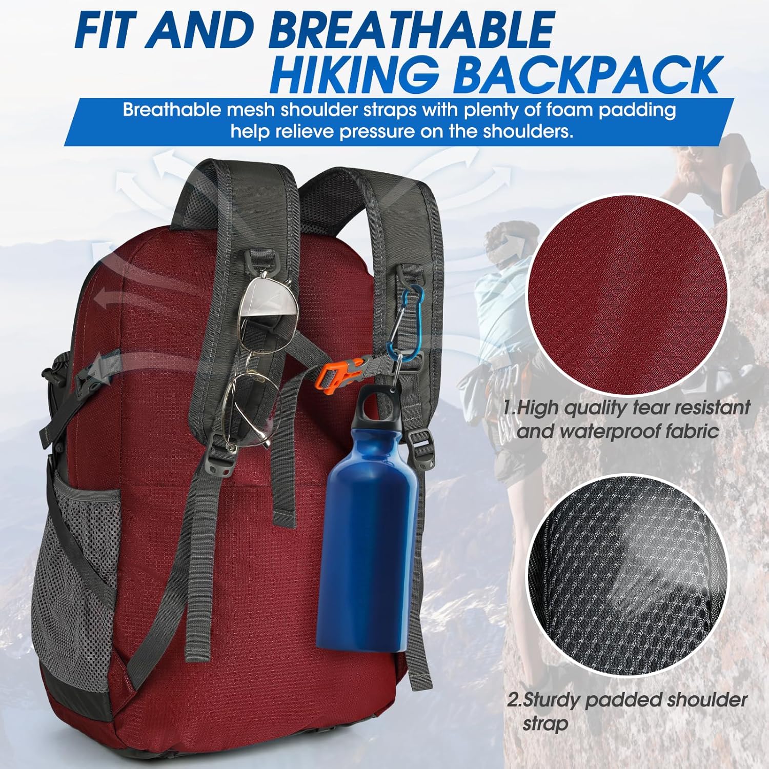 40L Waterdichte Wandel- & Kampeerrugzak – Lichtgewicht & Opvouwbaar – 1+1 GRATIS