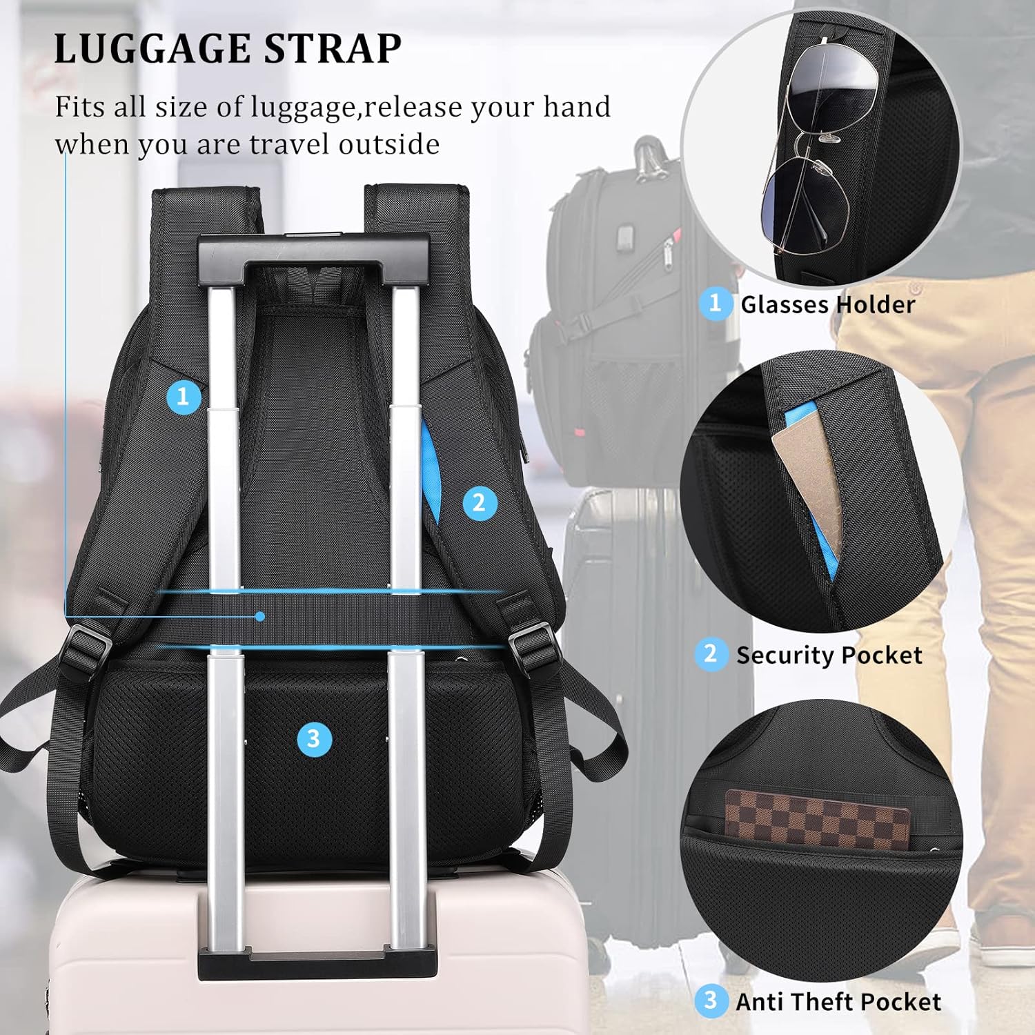 50L Waterdichte Extra Grote Reis Laptoprugzak met USB-poort
