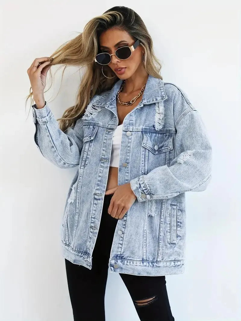 Waterdichte & Gevoerde Oversized Dames Jeansjack – Talia