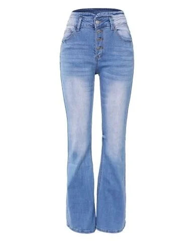 Trendy Denim Broek met Hoge Taille - Mila