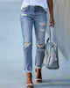 Dames Ripped Slim-Fit Jeans – Liora