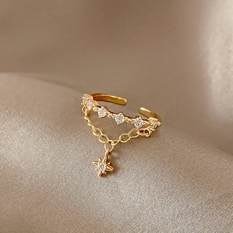 Gouden Hexagram Ketenring - Lyra