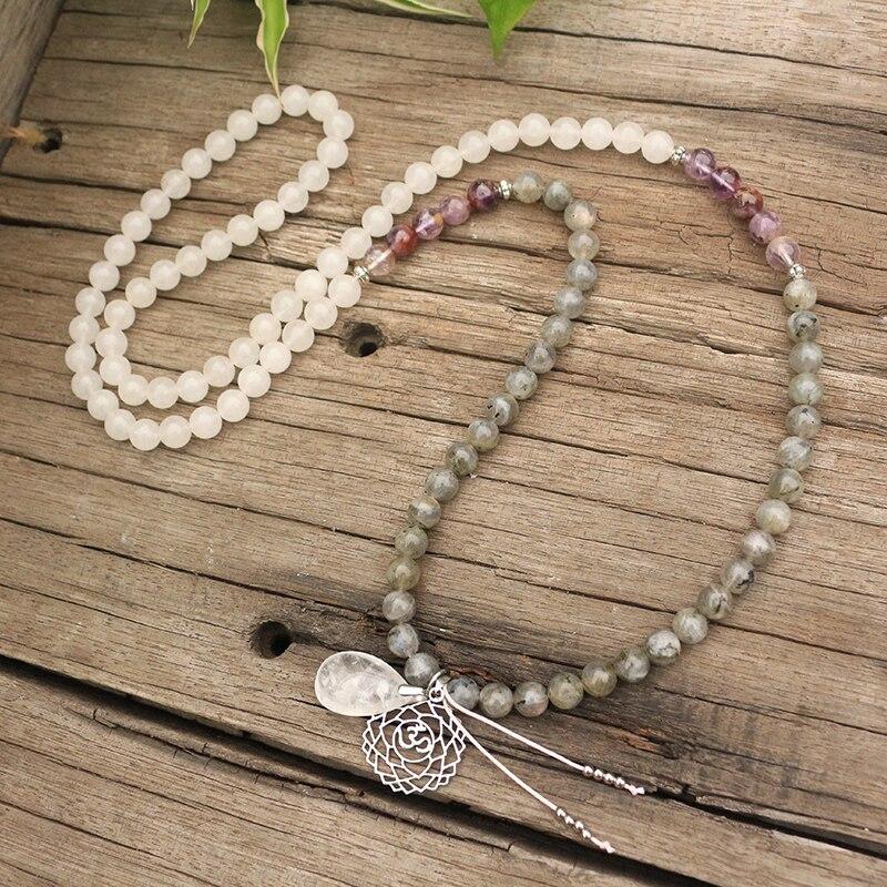 Labradoriet, Jade en Amethist Mala - Seraphine