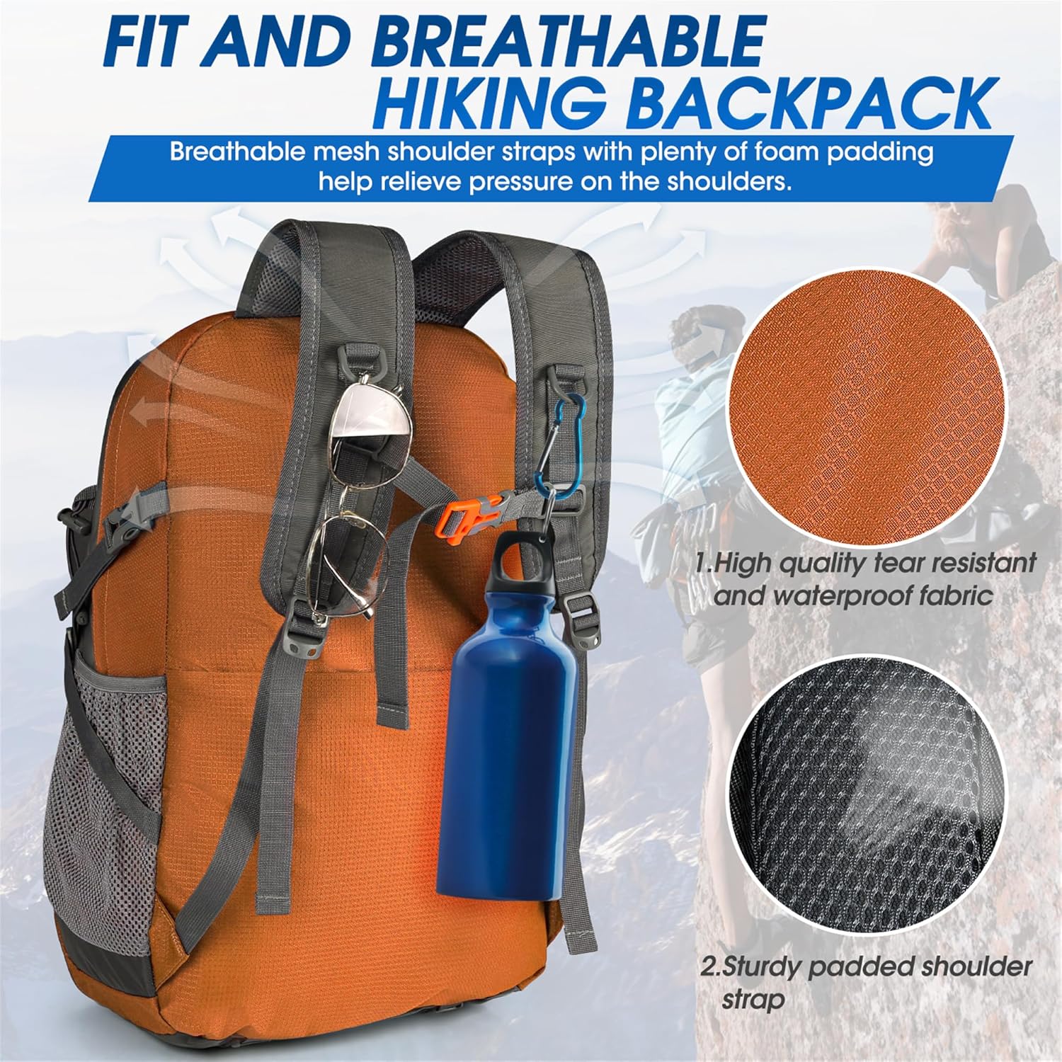 40L Waterdichte Wandel- & Kampeerrugzak – Lichtgewicht & Opvouwbaar – 1+1 GRATIS