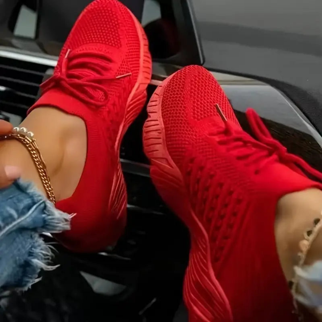 Lucht doorlatende chunky dames sneakers met veters – Saphira