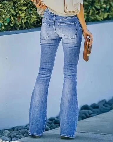 Trendy Denim Broek met Hoge Taille - Mila