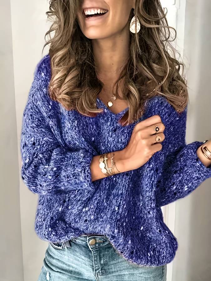 Losgebreide trui van veelkleurige wol - Lila