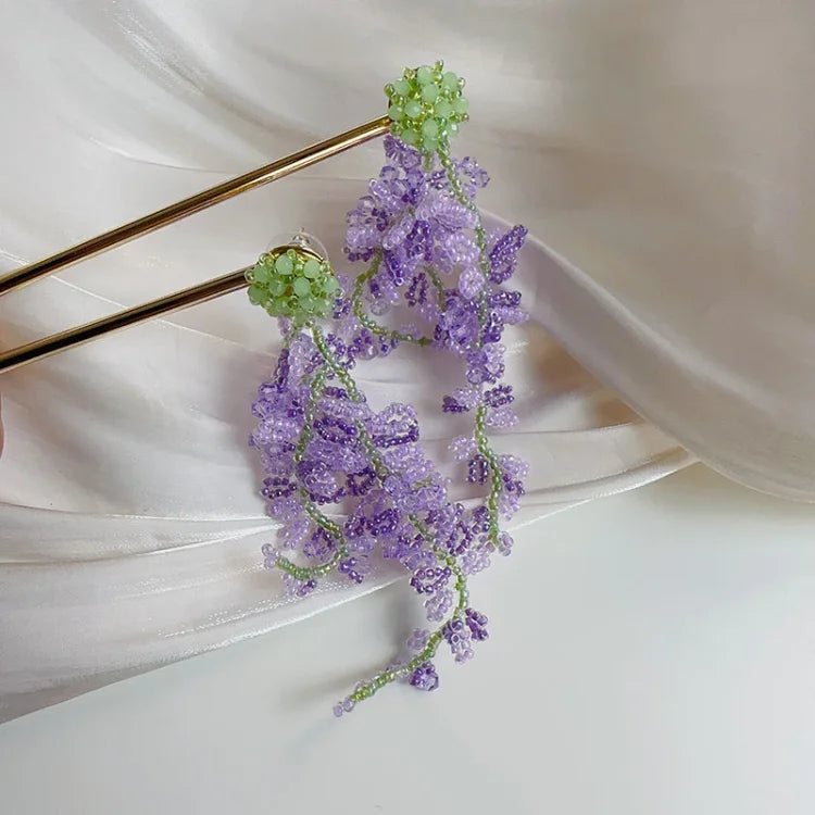 Wisteria Kwast Oorbellen met Bos Thema - Aurelia