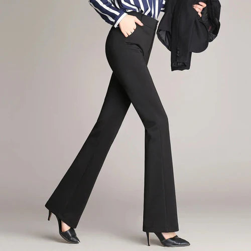 Slanke Uitlopende High Waist Broek – Mila