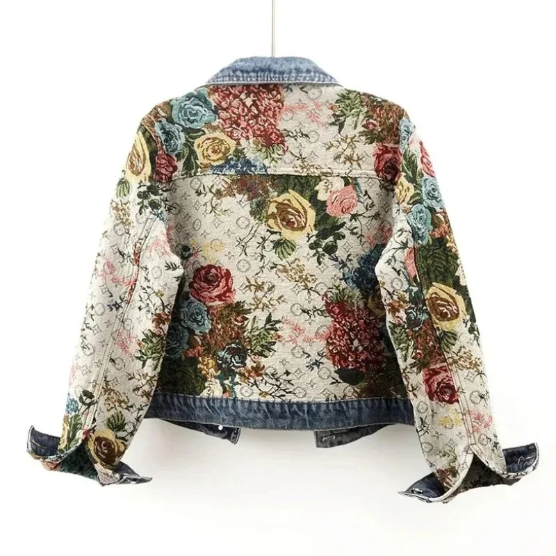 Trendy Bloemen Denim Jack voor Dames - Amaline