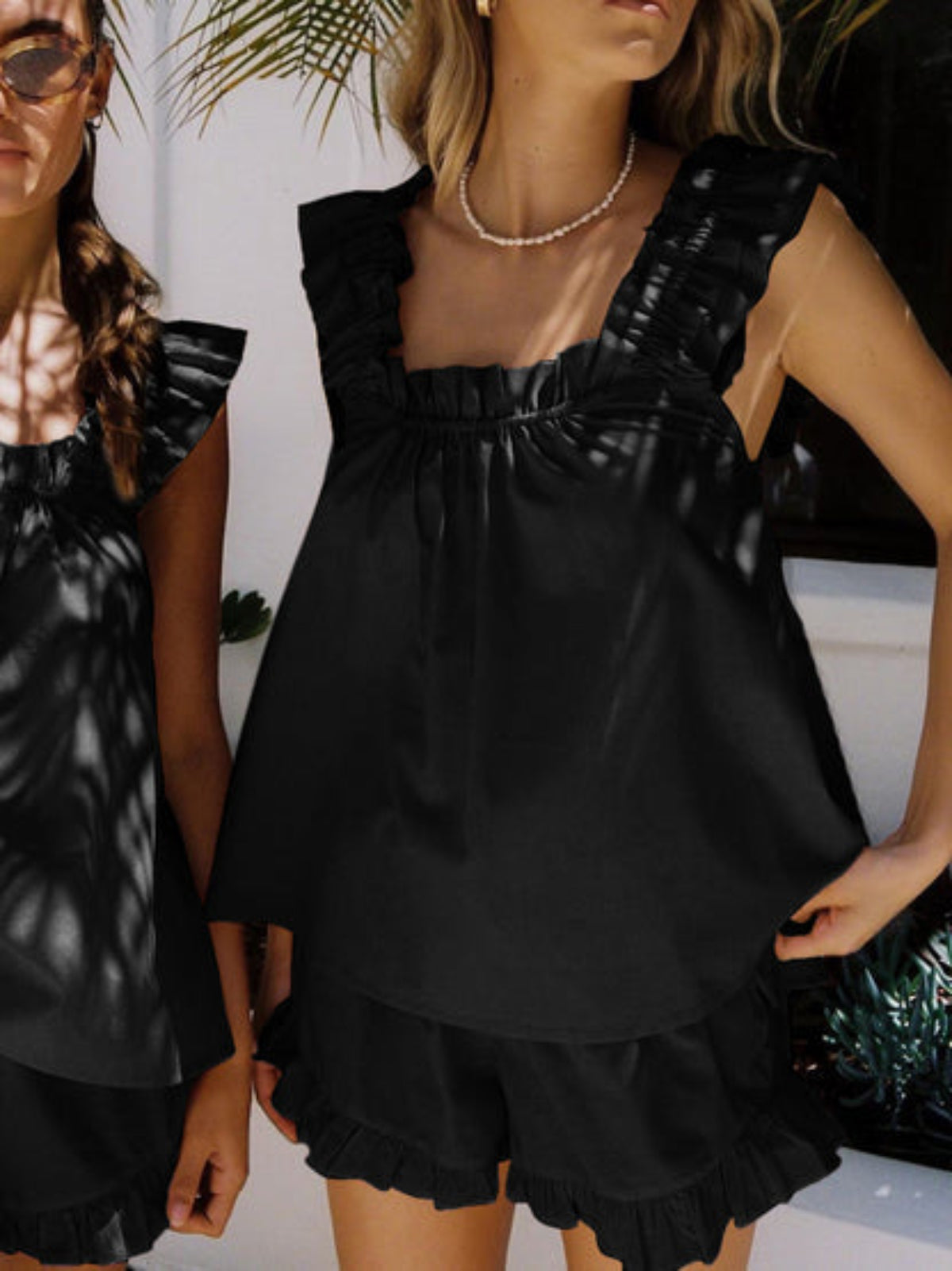 Tweedelige ruches pyjamaset voor de zomer – Nia