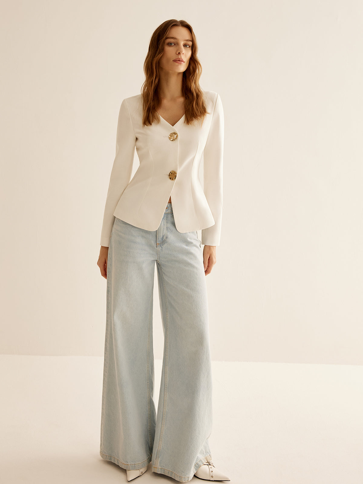 Witte Slimfit Dames Blazer - Clara