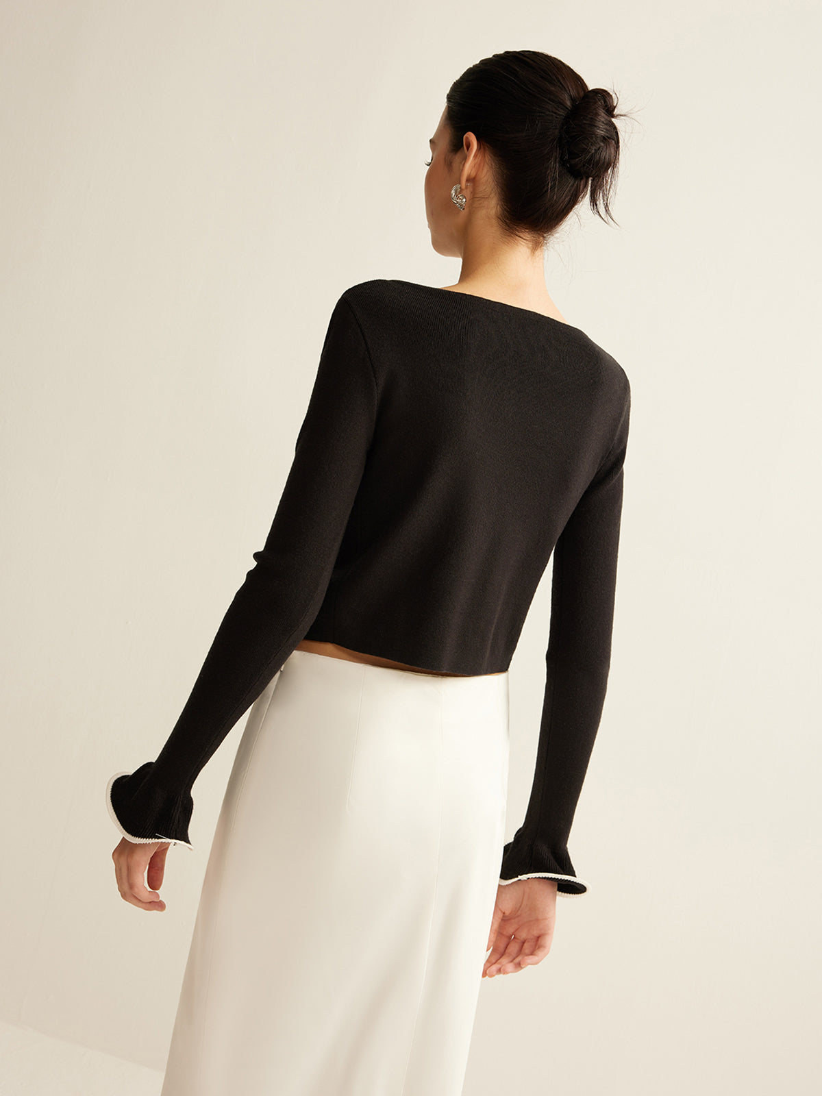 Zwarte Skinny Ruffle Cardigan voor Dames - Isabella