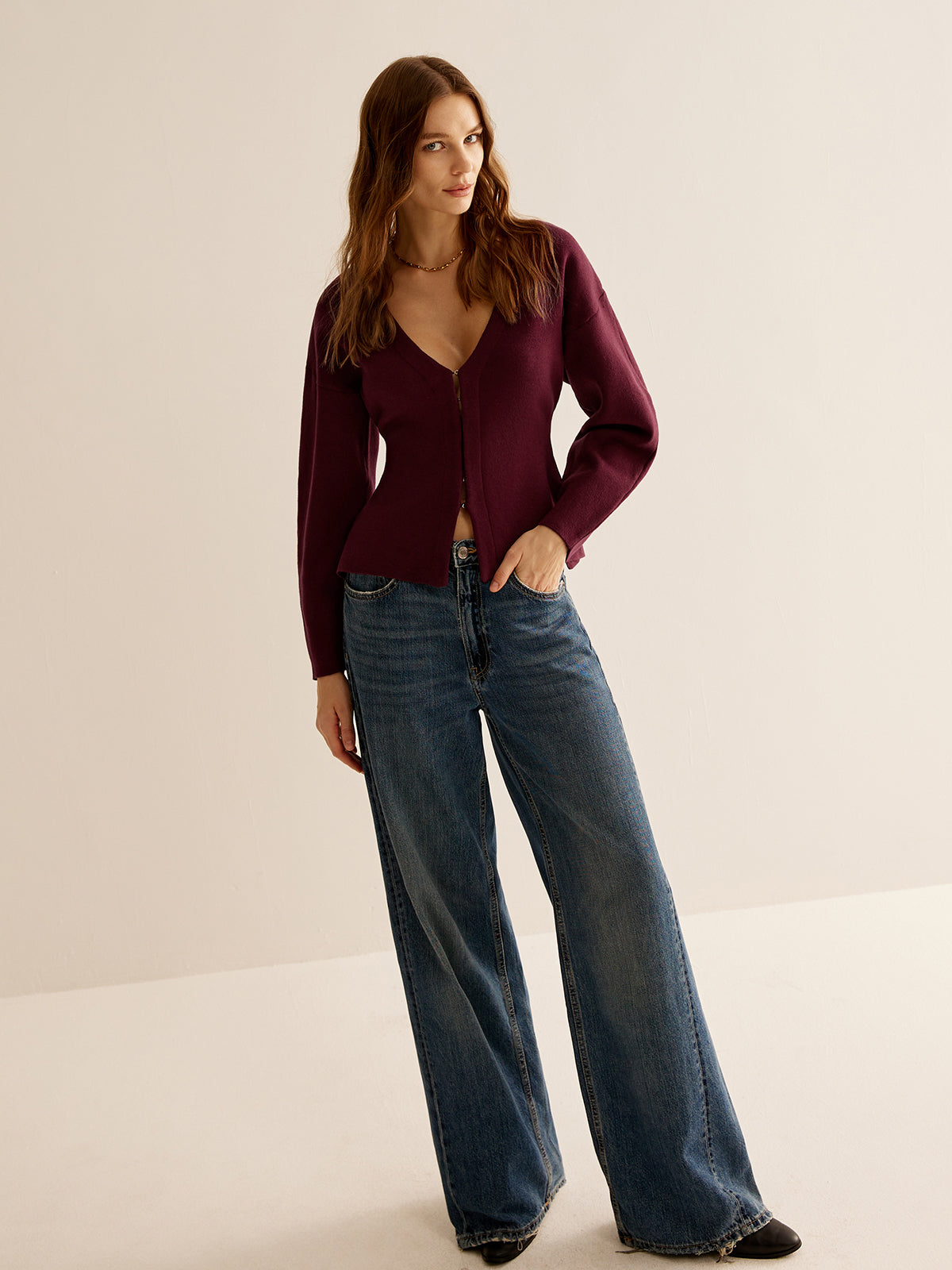 Sweater met V-Hals voor Dames - Celeste