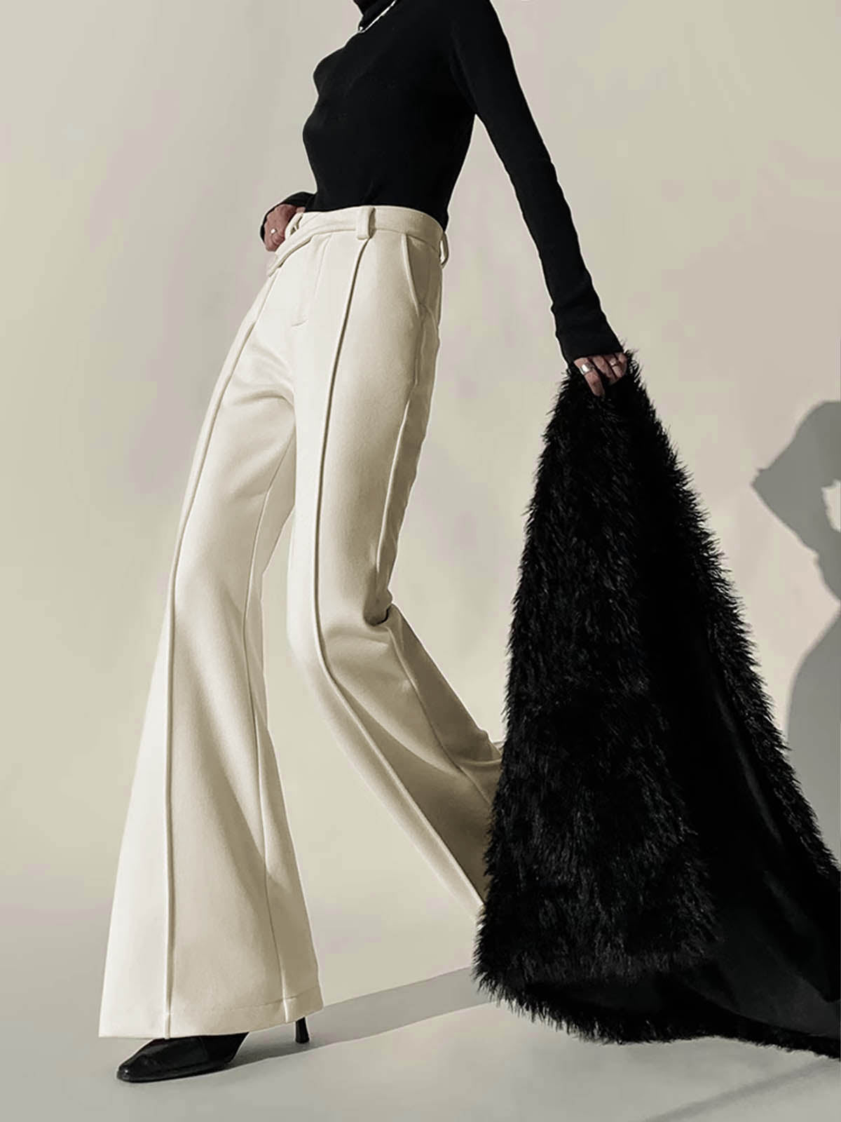 Witte High-Waist Broek met Wijde Pijpen voor Dames - Amara