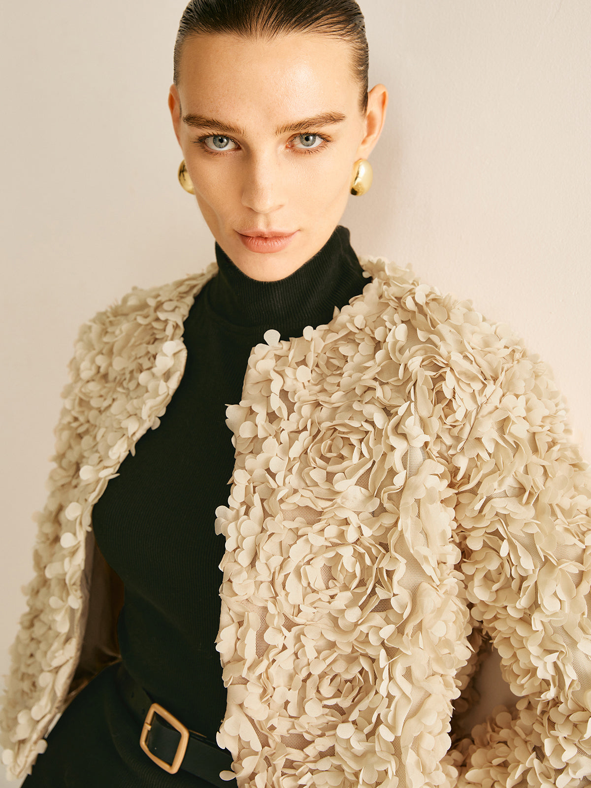 Beige Crew Neck Blazer voor Dames - Olivia