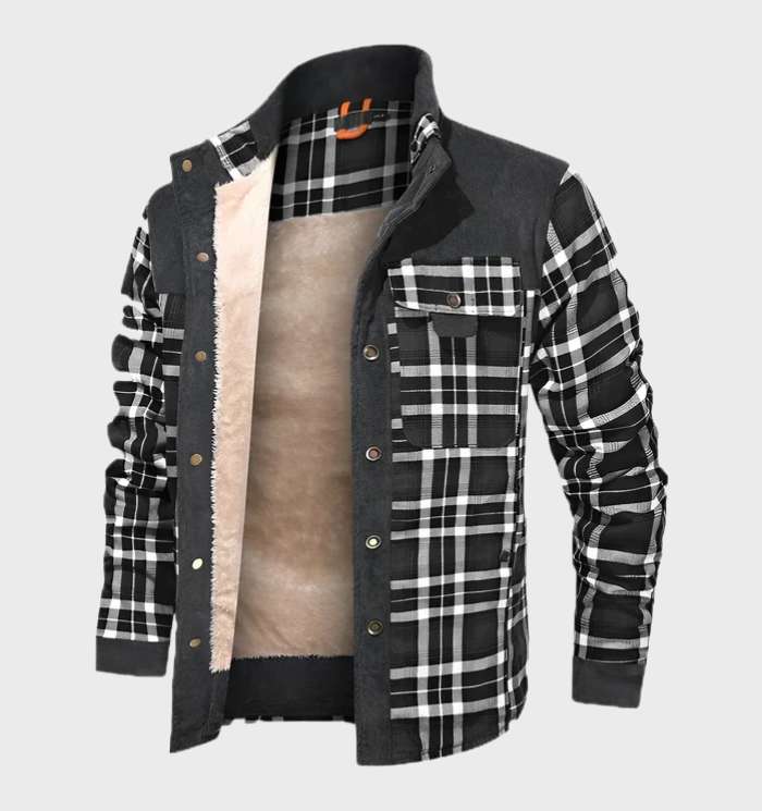 Gevoerde flanellen heren jas met fleece – FlanelStijl