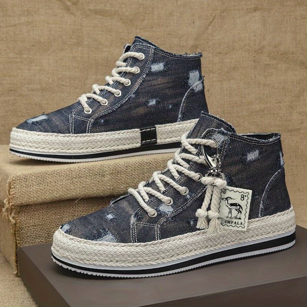 Heren High-Top Denim Sneaker met Gripzool & Enkelsteun – Jarek