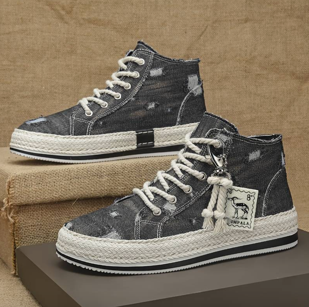 Heren High-Top Denim Sneaker met Gripzool & Enkelsteun – Jarek