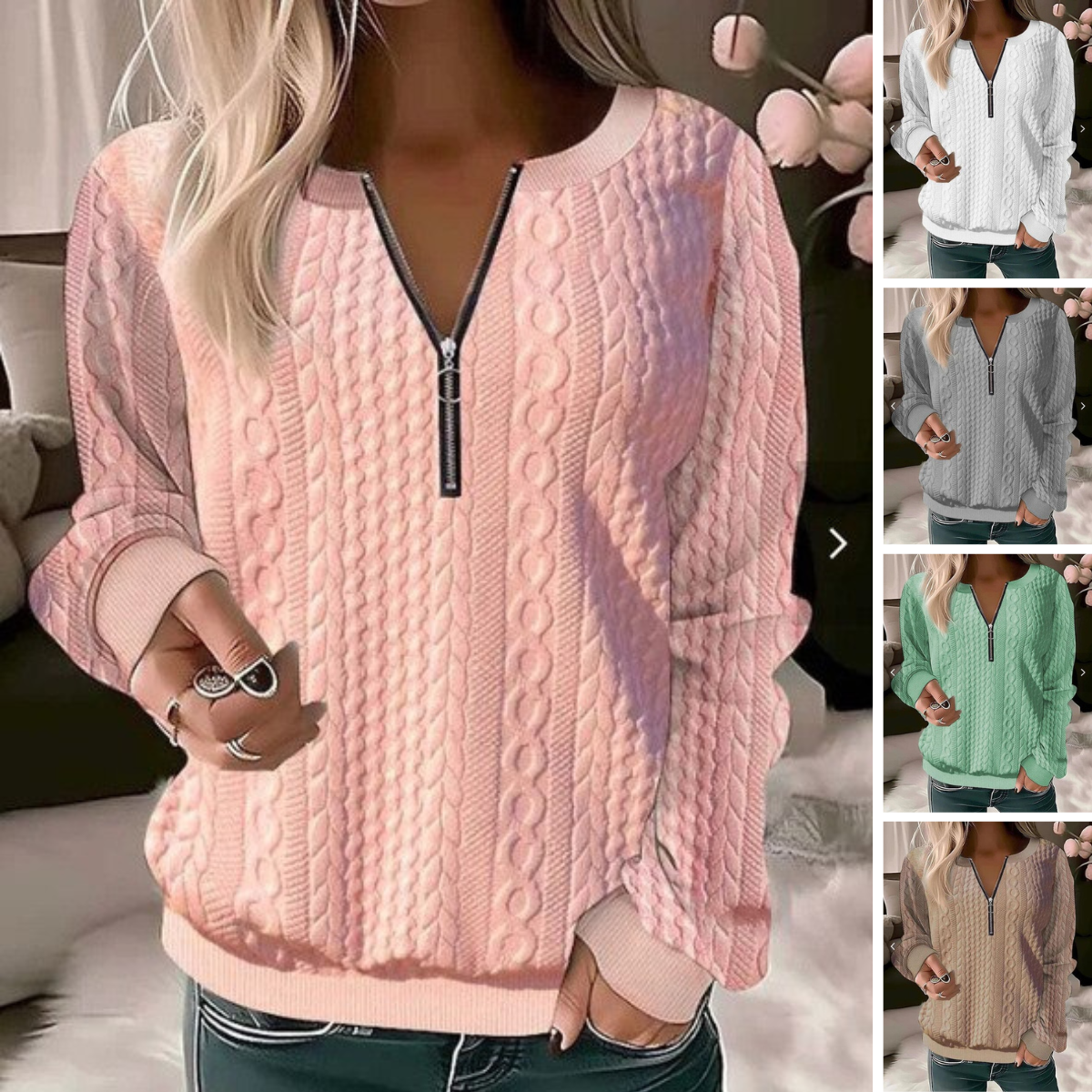 Gebreide Trui met Ronde Hals en Jacquardpatroon - Tessa