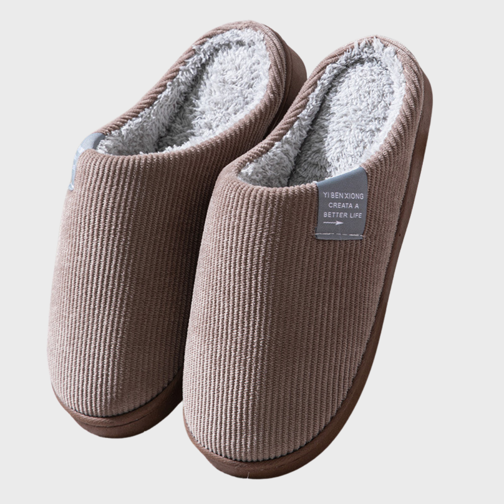Sally - Warme Ribstof Gevoerde Pantoffels