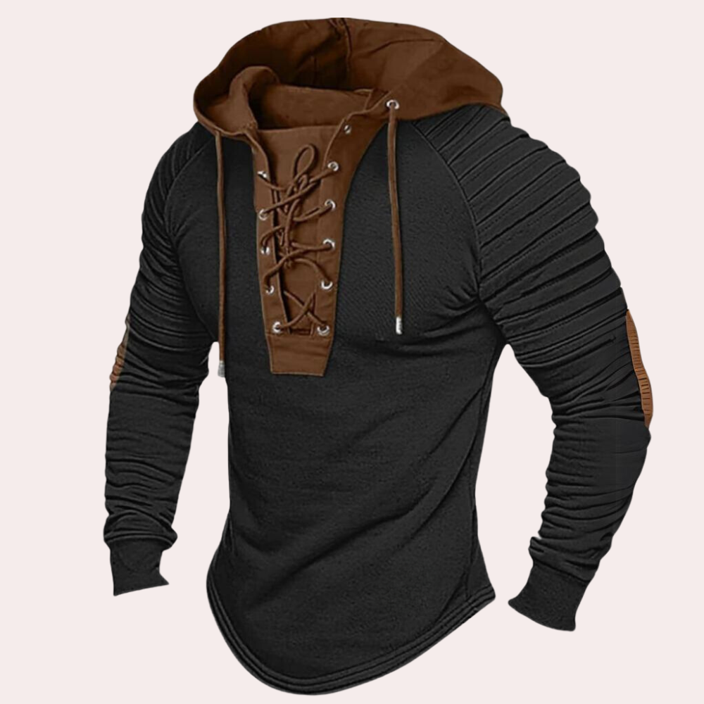 Heren Sweatshirt met Vetersluiting en Capuchon – Eliano