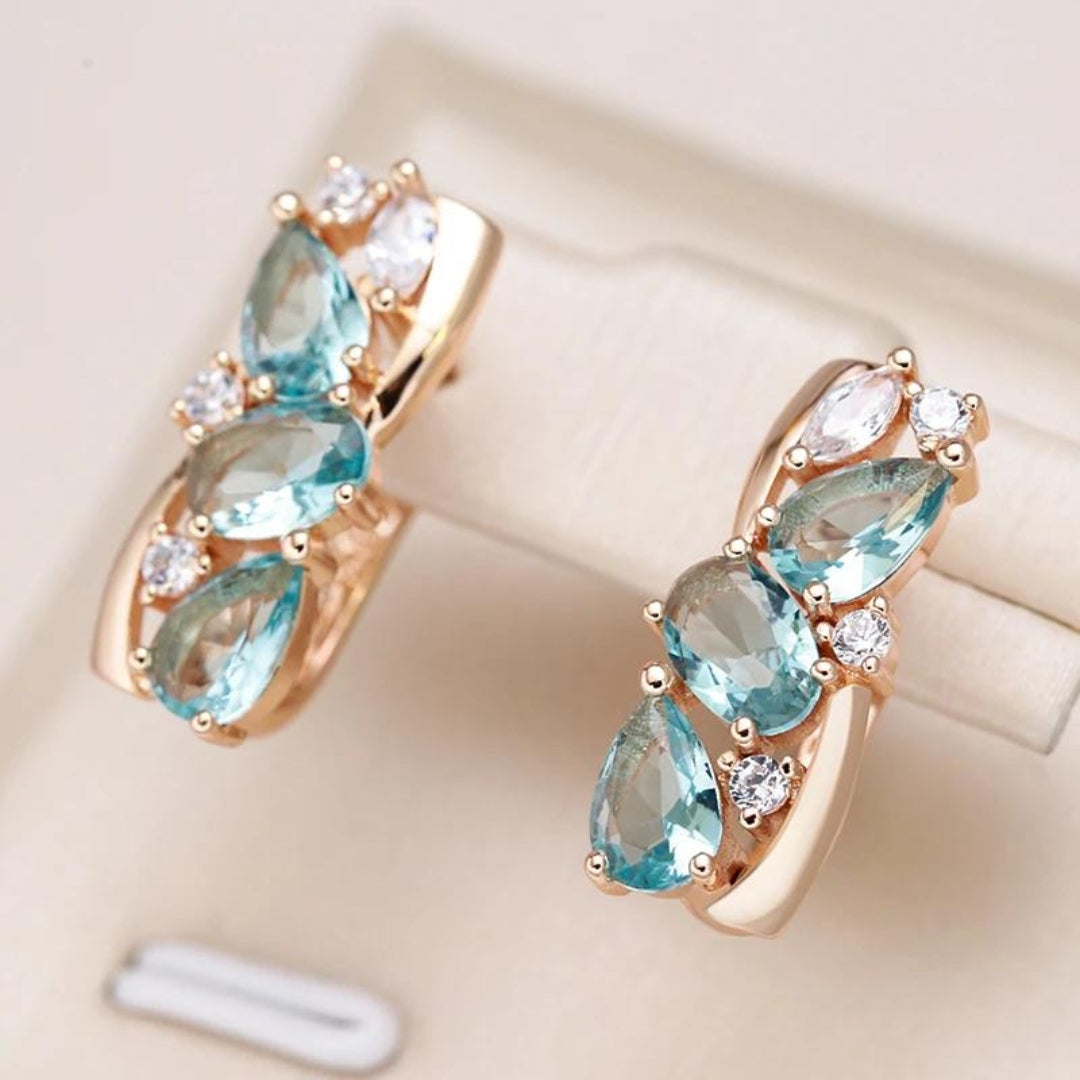 Blauw Zirkonia Oorbellen in Goud - Marlies