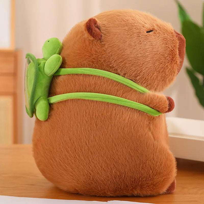 Schattige Capybara Knuffel met Schildpad Rugzak - CapyBuddy