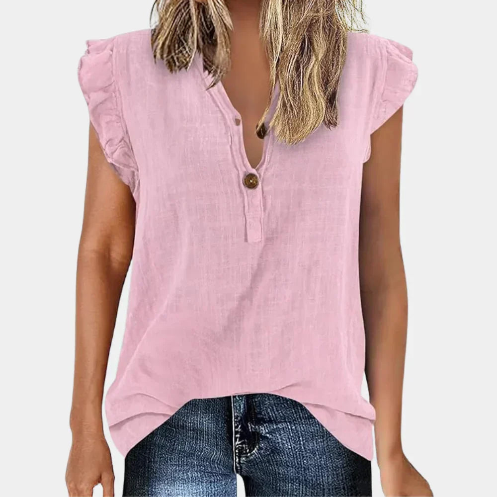 Losse Dames Zomerblouse met Knoopsluiting - Léa