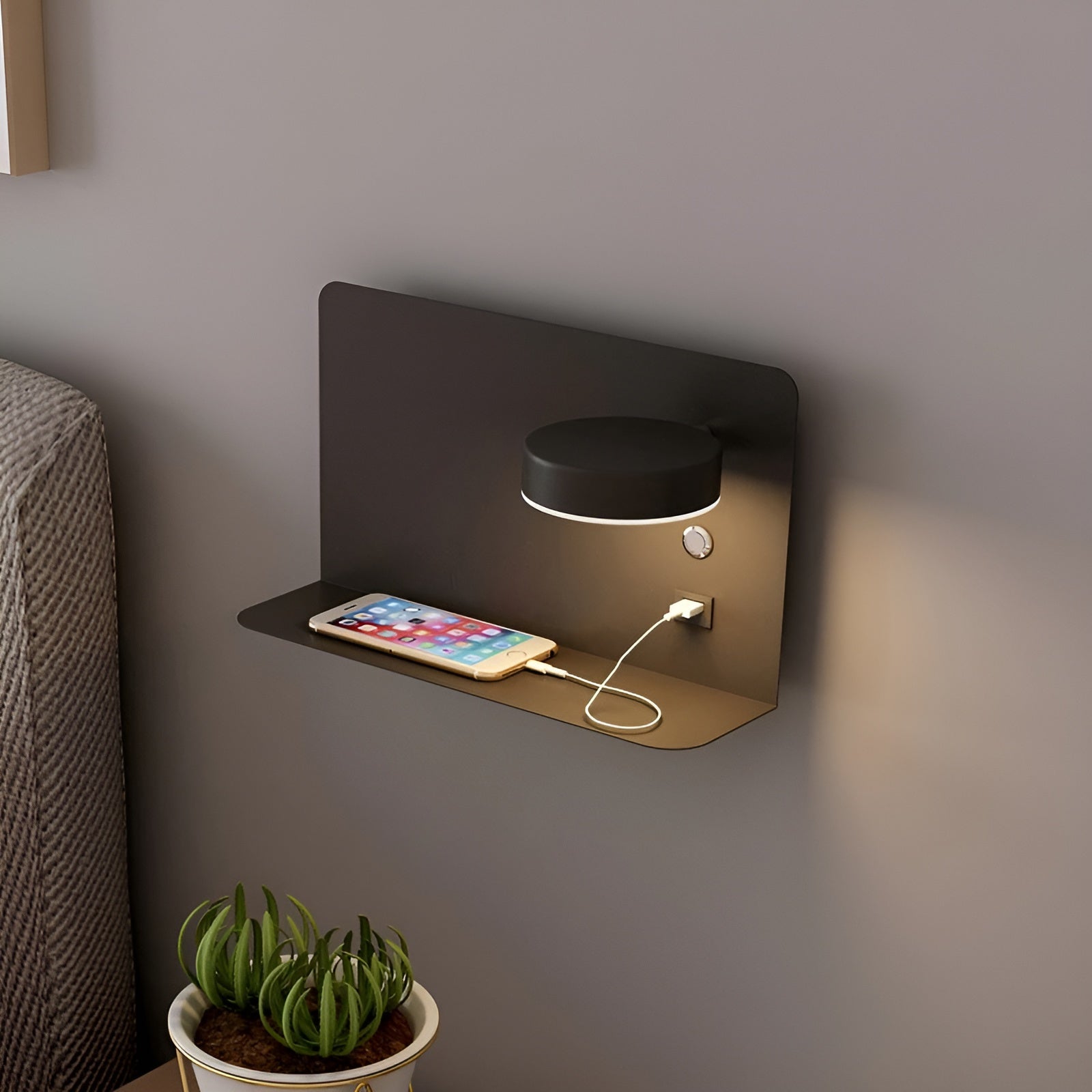 LED Wandlamp met USB-Oplader en Schakelaar - GlowPort