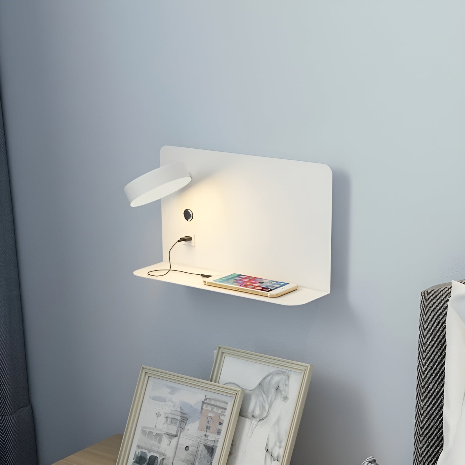 LED Wandlamp met USB-Oplader en Schakelaar - GlowPort