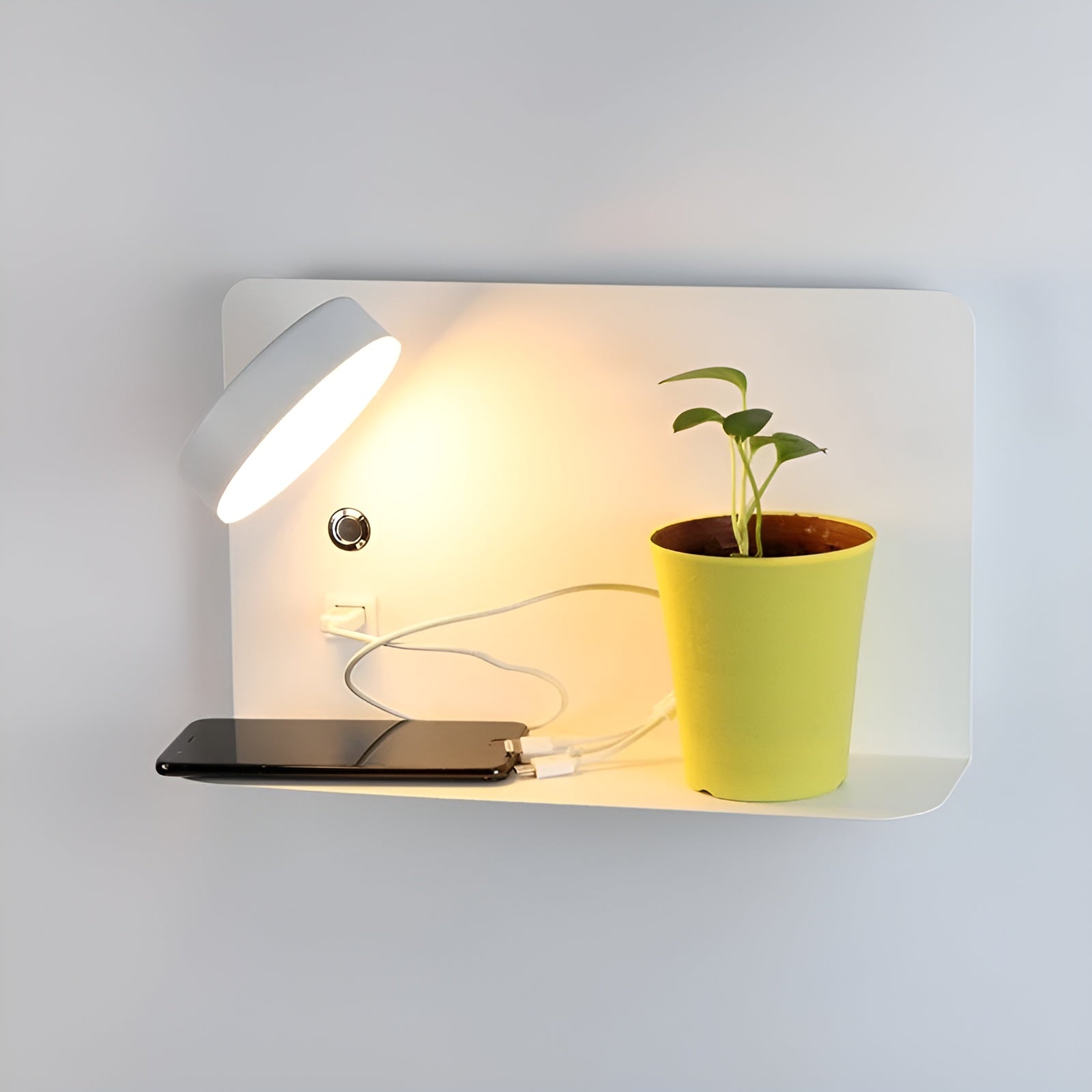 LED Wandlamp met USB-Oplader en Schakelaar - GlowPort