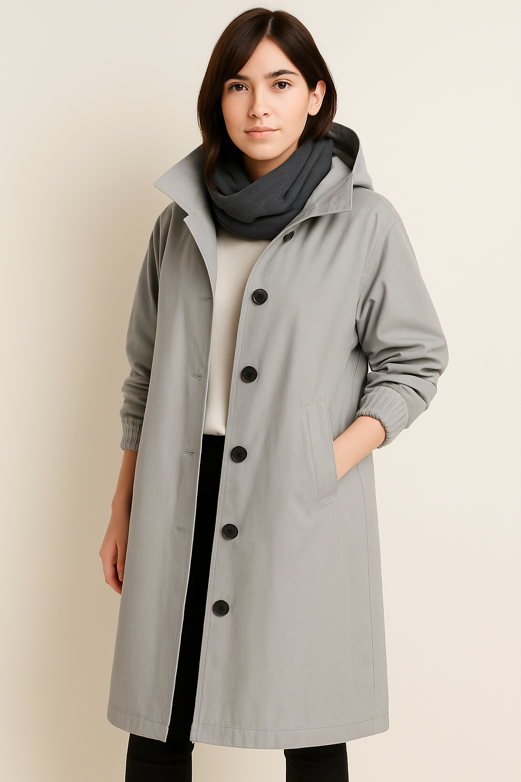 Lange Dames Trenchcoat met Capuchon – Ranya