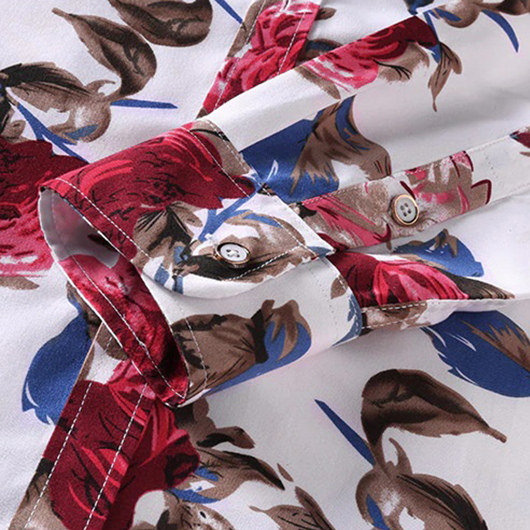 Trendy Bloemenprint Overhemd - Finn