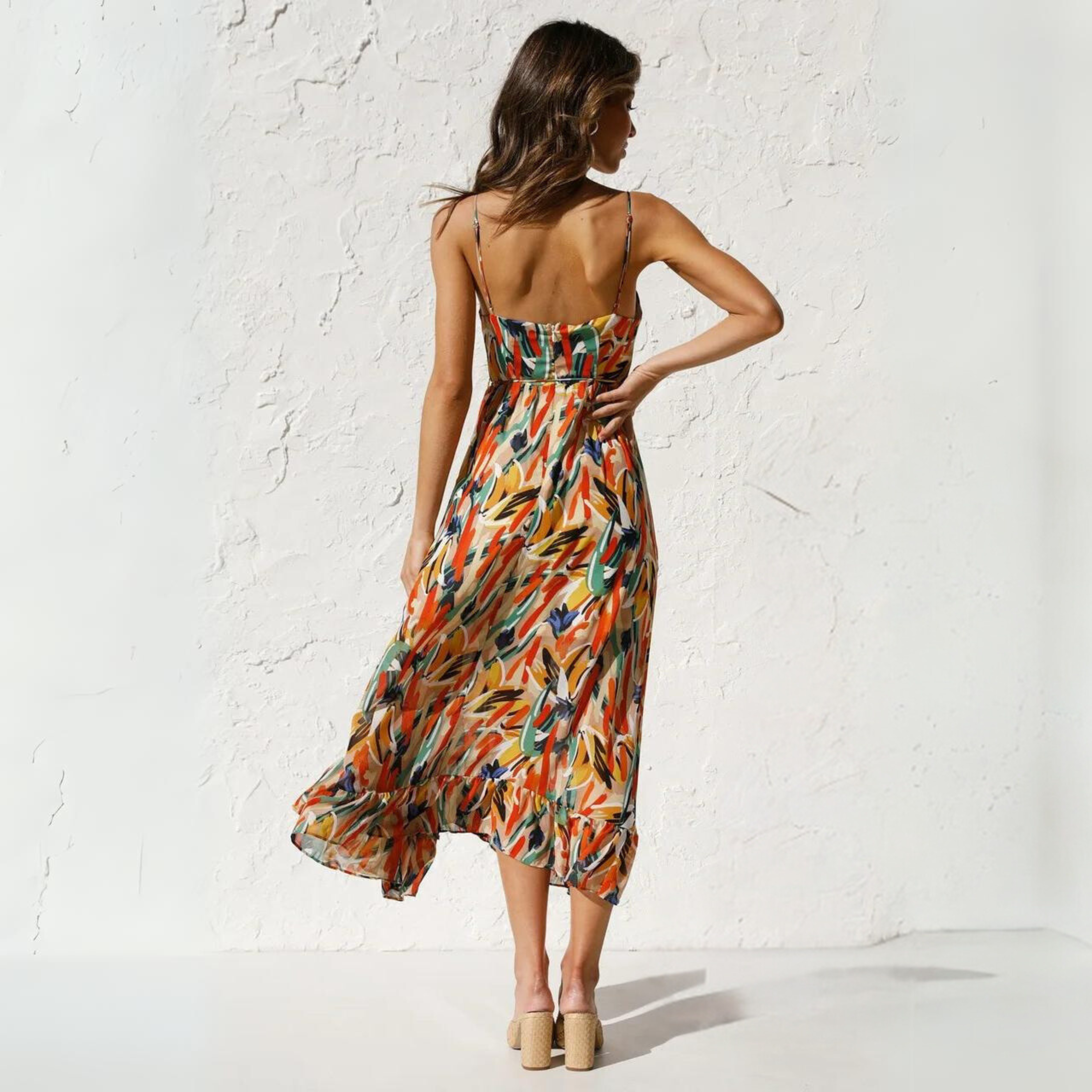 Zomerjurk met patroon en open rug-ontwerp – Elora