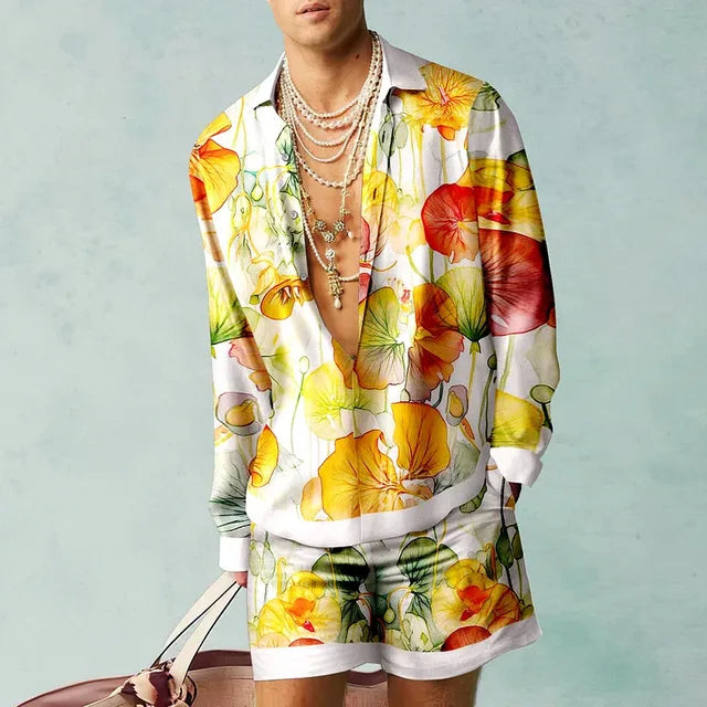 Trendy Heren Hawaii Set met Zijde Look - Fabio