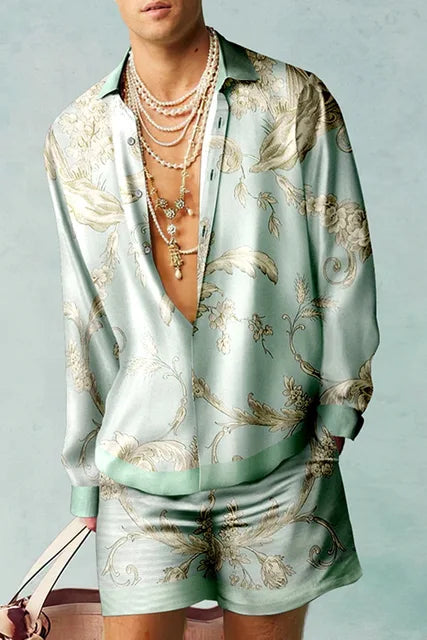 Trendy Heren Hawaii Set met Zijde Look - Fabio