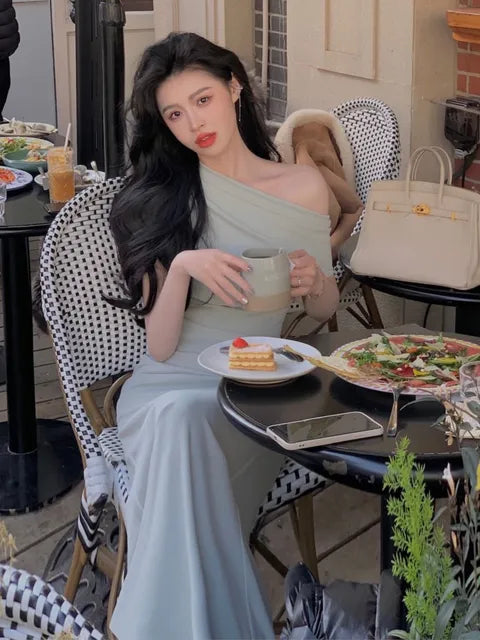 Trendy Bodycon Maxi Jurk met Off-Shoulder – Valentina