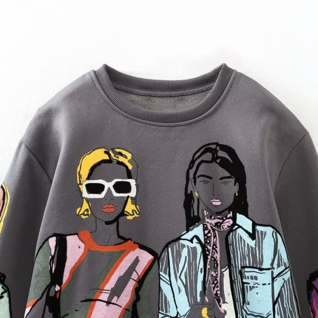 Losvallende Wolprint Sweater - Elise