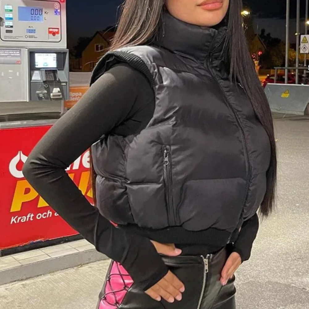 Zwarte Gewatteerde Dames Bodywarmer voor Comfort en Warmte - Naia