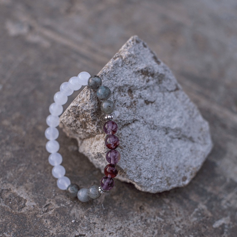 Labradoriet, Jade en Amethist Mala - Seraphine