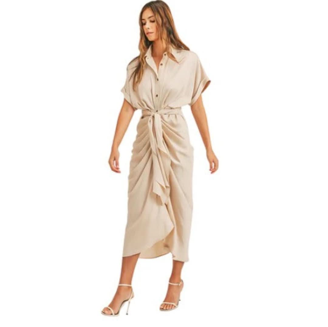 Maxi Jurk met Ruches en V-Hals - Elina