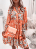 Bloemenprint Midi Jurk Met Lange Mouwen En Knoopsluiting – Amelise
