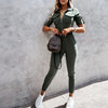 Korte mouw en figuuraccentuerende cargo jumpsuit dames – Malina