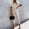 Korte mouw en figuuraccentuerende cargo jumpsuit dames – Malina