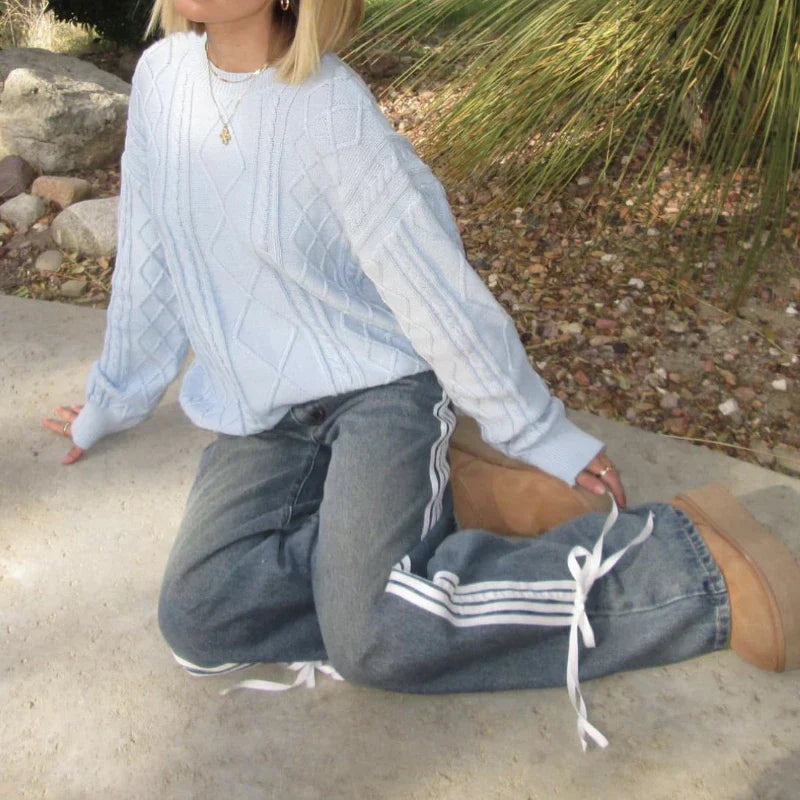 Wijde Jeans met Strepen en Veters - Mila